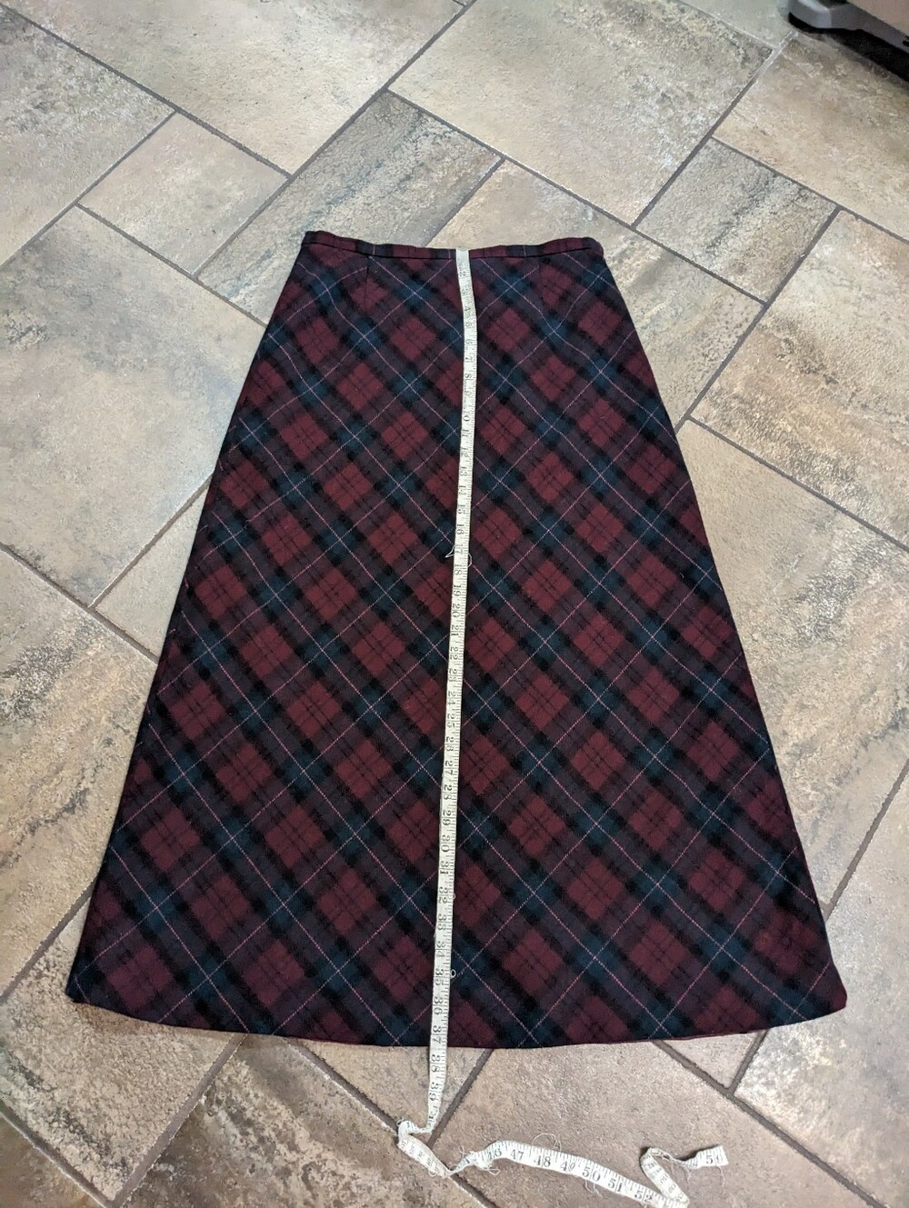 Vintage Eddie Bauer Tartan Plaid Wool Blend Maxi Skirt Chic Fall Classic Size 12 - Picture 9 of 15
